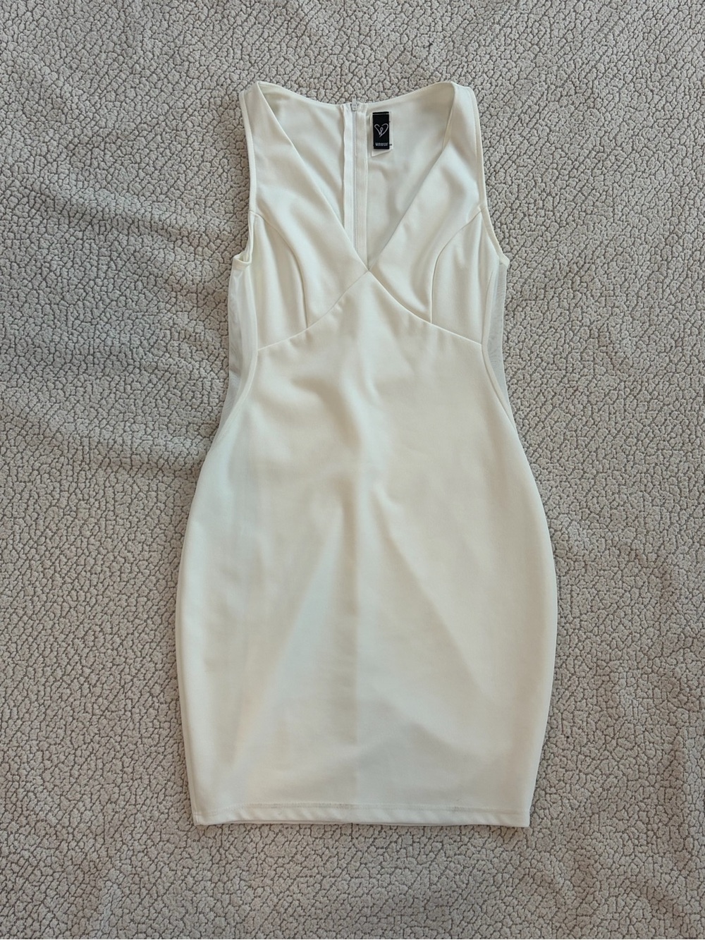 Windsor Cream Sleeveless V-Neck Mini Bodycon Dress